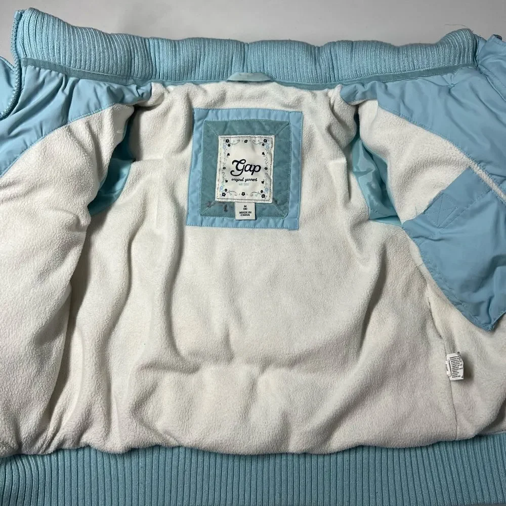 Gap Kids Girls Blue Puffer Coat Fleece Outerwear Size M(8) No Hood See Desc